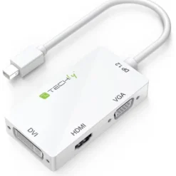 Adattatore Techly 3 in 1 da Mini DisplayPort 1.2 (Thunderbolt "M") a HDMI/DVI/VGA ("F")