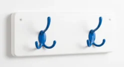 Appendiabiti 2 posti 38x15H cm bianco/ganci blu