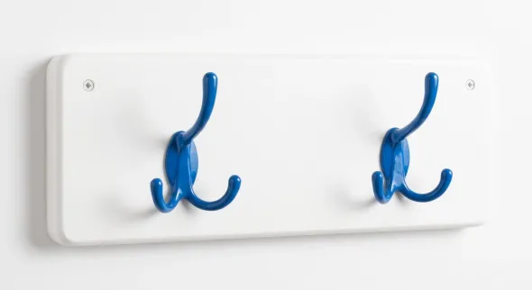 Appendiabiti 2 posti 38x15H cm bianco/ganci blu