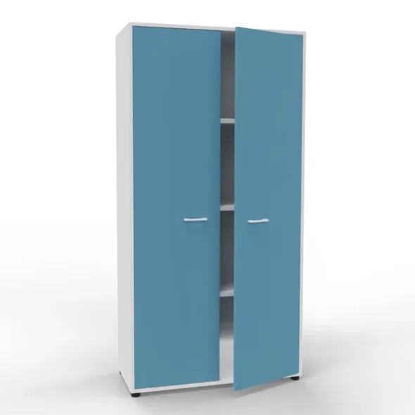 Armadio doppio alto con ante con serratura - Latte e Turchino - 100x42,6x198,8H cm