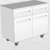 Armadio In metallo con le ruote 2 ante e 2 cassetti 90x47x79H cm