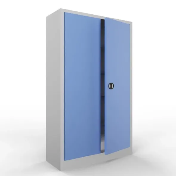 Armadio metallico,porte a battente,4 ripiani,120x45x200h cm Ante Azzurro/fianchi Grig RC