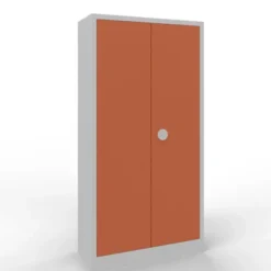 Armadio metallico, porte a battente, 4 ripiani, 100x45x200h cm - Ante Cipria/fianchi Grigi