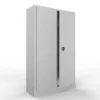 Armadio metallico, porte a battente, 4 ripiani, 100x60x200h cm - Ante Grigie/fianchi Grigi
