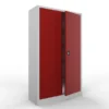 Armadio metallico, porte a battente, 4 ripiani, 100x45x200h cm - Ante Rosse/fianchi Grigi