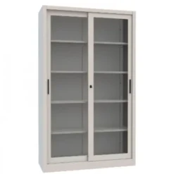 Armadio metallico, porte scorrevoli vetro 4+4, 120x45x200h cm - GRIGIO RAL7035