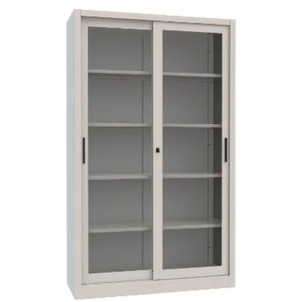 Armadio metallico, porte scorrevoli vetro 4+4, 120x45x200h cm - GRIGIO RAL7035