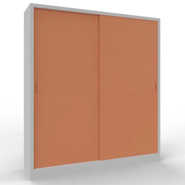 Armadio metallico, porte scorrevoli 4+4, 180x45x200h cm - Ante Cipria/fianchi Grigi