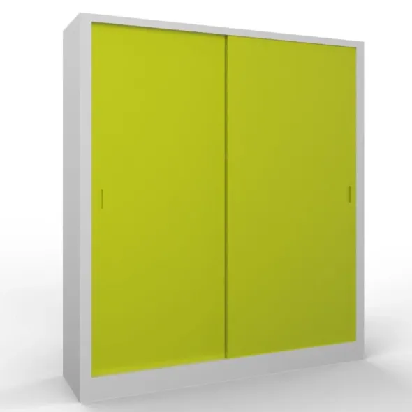 Armadio metallico, porte scorrevoli 4+4, 180x45x200h cm - Ante Verdi/fianchi Grigi