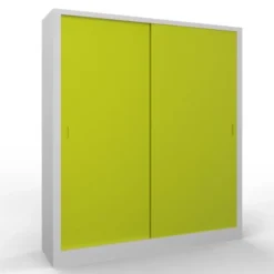 Armadio metallico, porte scorrevoli 4+4, 180x60x200h cm - Ante Verdi/fianchi Grigi