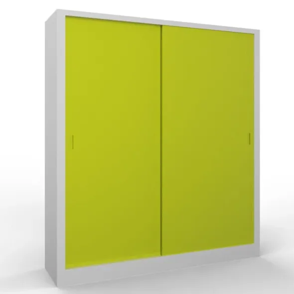 Armadio metallico, porte scorrevoli 4+4, 180x60x200h cm - Ante Verdi/fianchi Grigi