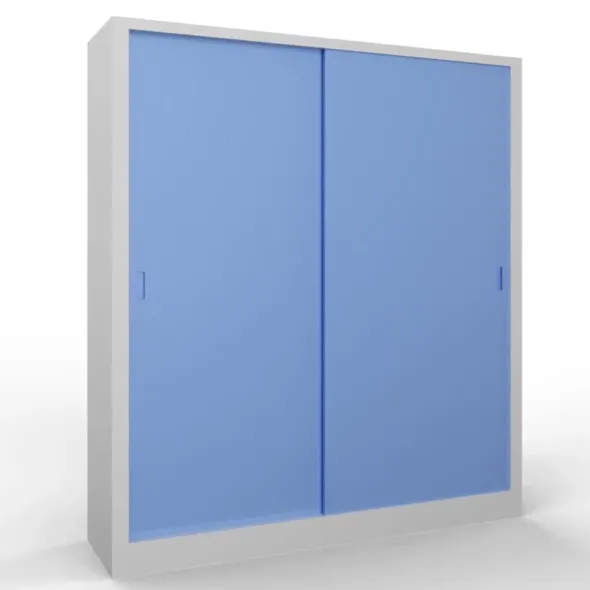 Armadio metallico, porte scorrevoli 4+4, 180x60x200h cm - Azzurro/fianchi Grigi