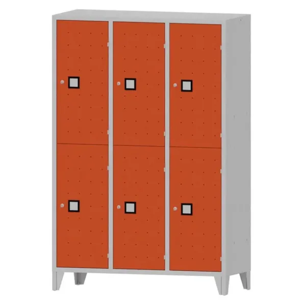 Armadio 6 scompartimenti 120x50x180h cm - ANTE ARANCIO- con foro per lucchetto