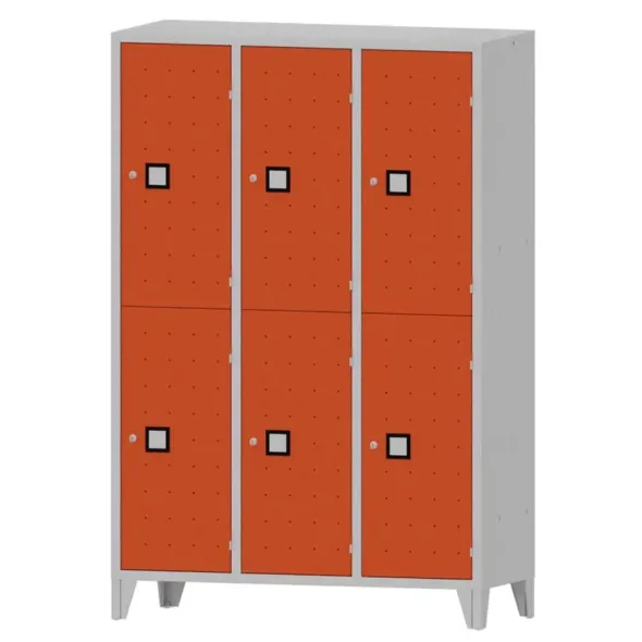 Armadio 6 scompartimenti 120x50x180h cm - ANTE ARANCIO/FIANCHI GRIGI