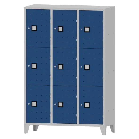 Armadio 9 scompartimenti 120x50x180h cm - ANTE BLU/FIANCHI GRIGI