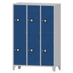 Armadio 6 scompartimenti 120x50x180h cm - ANTE BLU/FIANCHI GRIGI