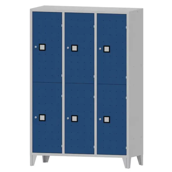 Armadio 6 scompartimenti 120x50x180h cm - ANTE BLU/FIANCHI GRIGI