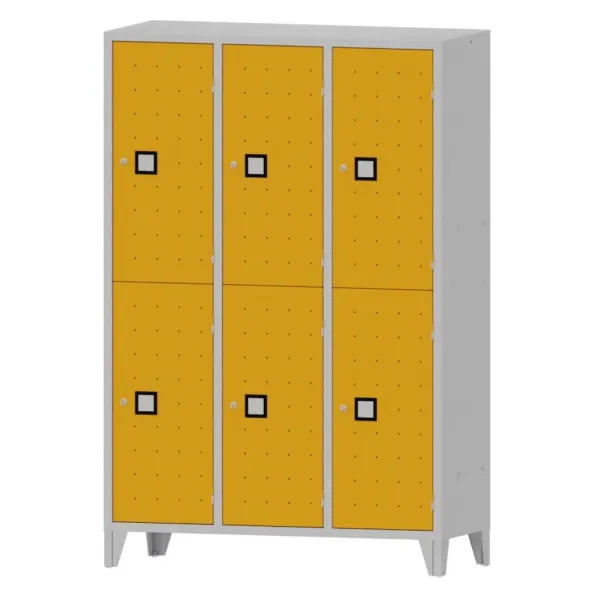 Armadio 6 scompartimenti 120x50x180h cm - ANTE GIALLE/FIANCHI GRIGI