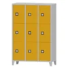Armadio 9 scompartimenti 120x50x180h cm - ANTE GIALLO/FIANCHI GRIGI