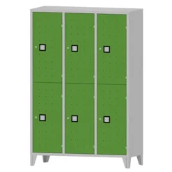 Armadio 6 scompartimenti 120x50x180h cm - ANTE VERDE/FIANCHI GRIGI
