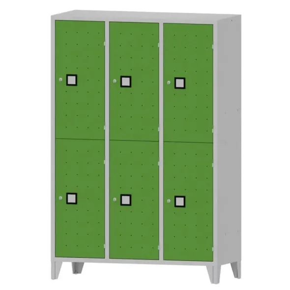 Armadio 6 scompartimenti 120x50x180h cm - ANTE VERDE/FIANCHI GRIGI