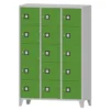 Armadio 15 scompartimenti 120x50x180h cm - ANTE VERDI/FIANCHI GRIGI