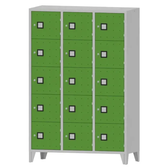 Armadio 15 scompartimenti 120x50x180h cm - ANTE VERDI/FIANCHI GRIGI