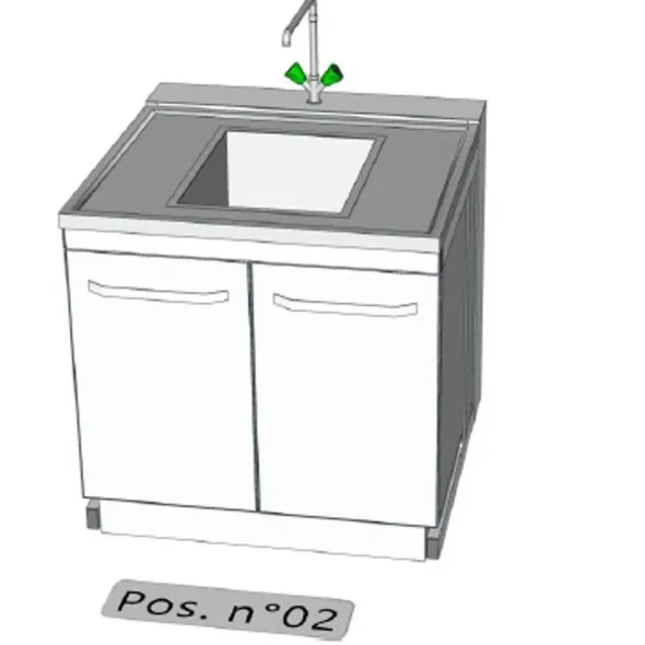 Banco con lavello in polipropilene 90x75x90H cm