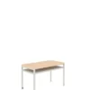 Banco da lavoro alto 150x75x90h cm con due ruote, piano in legno massello e sottopiano
