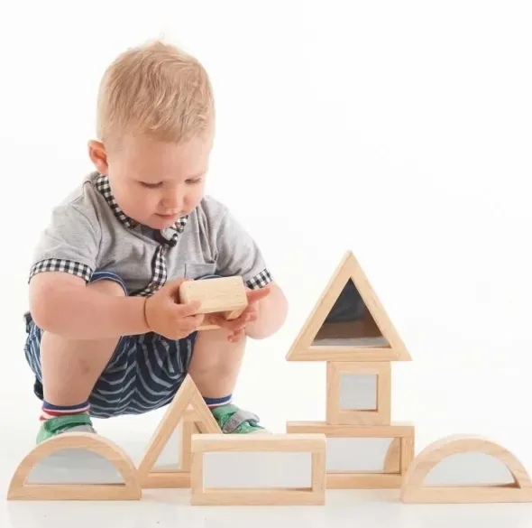 Blocchi in legno con inserti a specchio - Set da 8