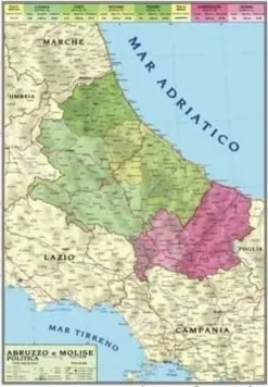 CARTA GEOGRAFICA MURALE - ABRUZZO E MOLISE