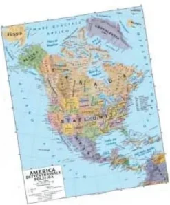 CARTA GEOGRAFICA MURALE - AMERICA SETTENTRIONALE