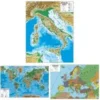 CARTA GEOGRAFICA MURALE - ITALIA, EUROPA E PLANISFERO (140X100 CM)