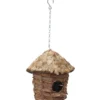 Casetta uccellini rotonda tetto con foglie 25x25x27 cm