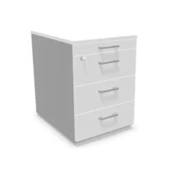 Cassettiera 3 cassetti + 1 porta cancelleria su ruote Bianco scocca argento 42x56x58,5H
