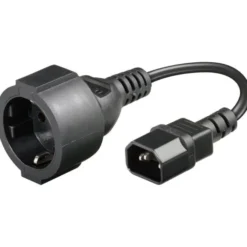Cavo di Alimentazione VDE C14 Maschio / Schuko Femmina 23 cm Nero