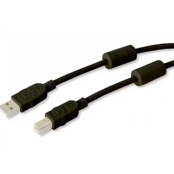Cavo USB 2.0 A M / B M 5m con Ferrite Doppia Schermatura Nero