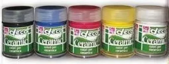 COLORI PER CERAMICA - 5 FLACONI ML.35 - COLORI PRIMARI