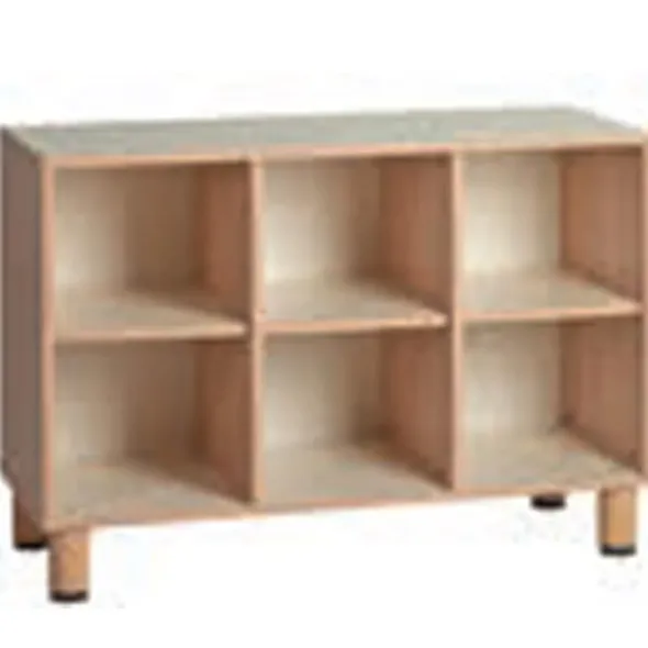 Contenitore 6 caselle - 105x41x70h cm - ripiani LATTE struttura color legno