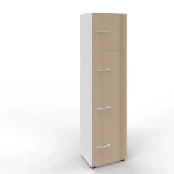 Contieni & proteggi - Contenitore con serratura 4 ante - Latte e rovere - 52x42,6x198,8