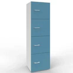 Contieni & proteggi - Contenitore con serratura 4 ante - Latte e turchino - 52x42,6x198,8