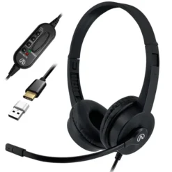 Cuffie con microfono AC-155 USB on-ear stereo (USB-C + Adattatore USB-A)