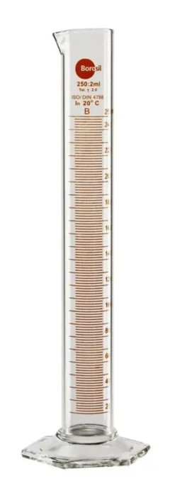 Graduated cylinder, tall, 250 mL, Borosil