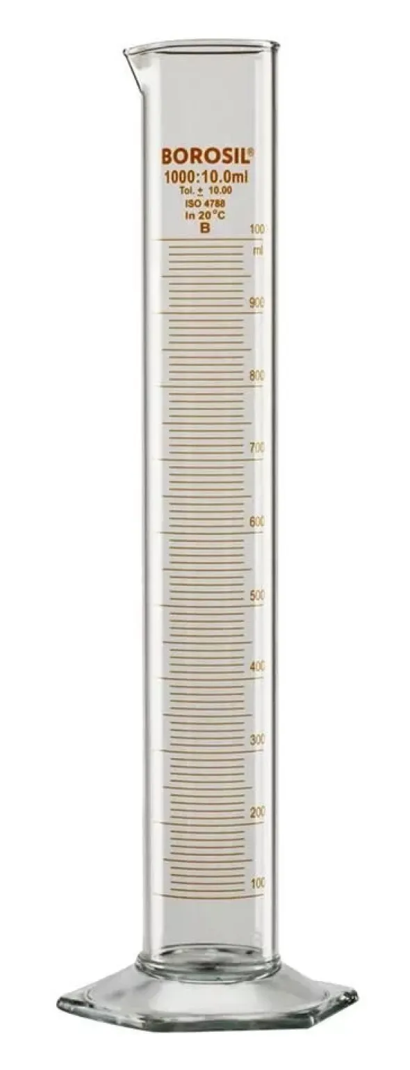 Graduated cylinder, tall, 1000 mL, Borosil