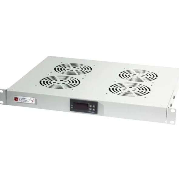 Gruppo 4 Ventole 1U per Rack 19'' con Termostato LED Grigio