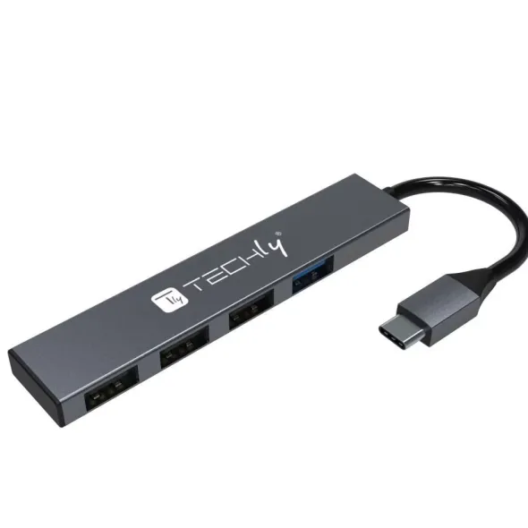 Hub USB-C 3.2 a 4 porte USB-A Slim in Metallo