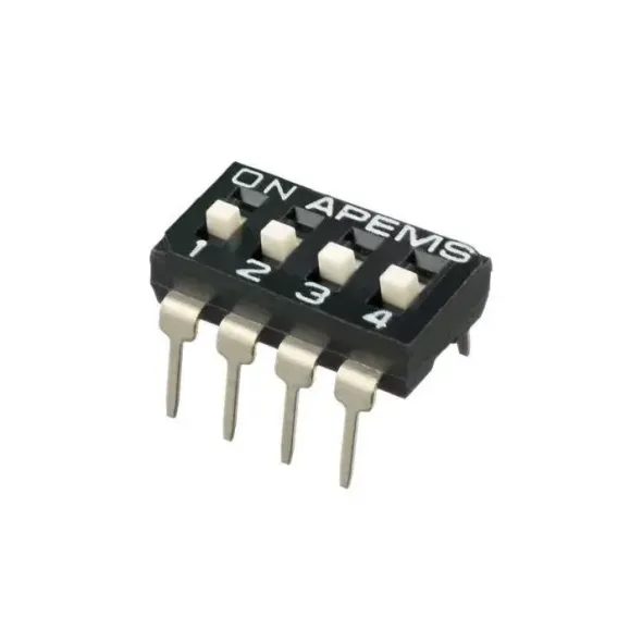Interruttore DIP Switch, SPST, 4 posizioni, attuatore rialzato a scorrimento 5 pz
