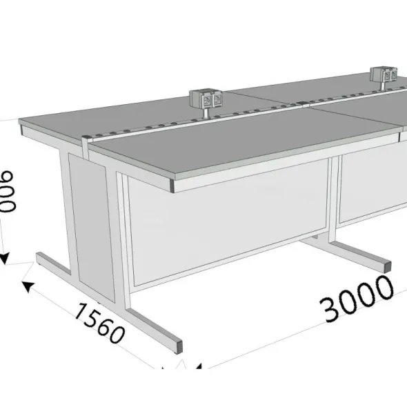 Isola da lavoro composta da 8 alunni dimensioni 300x156x90H cm