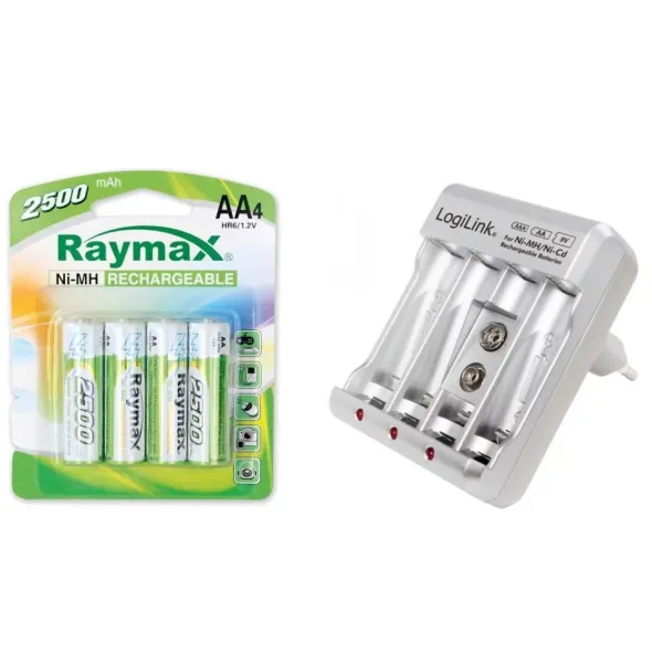 Kit 4 Batterie AA ricaricabili 2500mAH e caricabatteria per WeDO 2.0