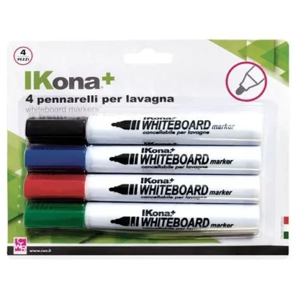 Kit di 4 pennarelli per lavagna (colori assortiti)